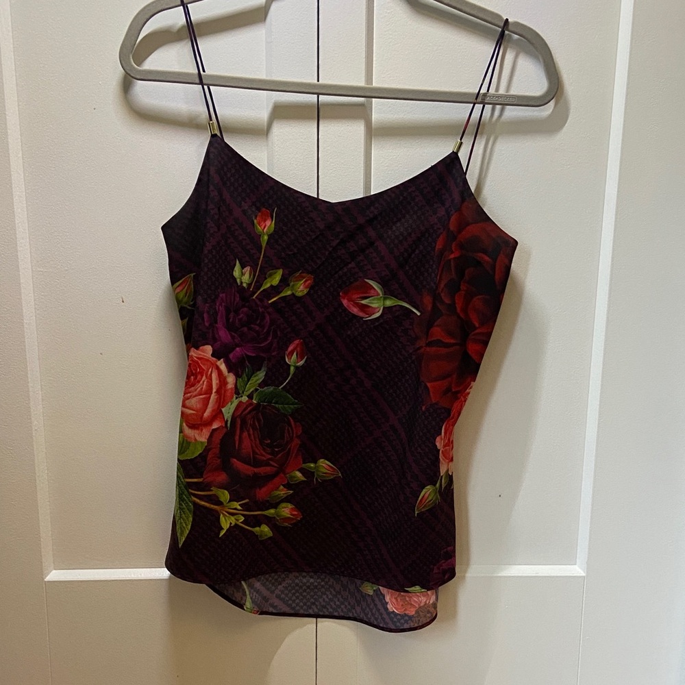 Ted Baker Floral Silk Camisole in Plum and Red